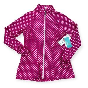 Tzu Tzu Jacket Womens Medium Pink White Polka Dots Sasha Hotty Dotty Fancy Cuffs
